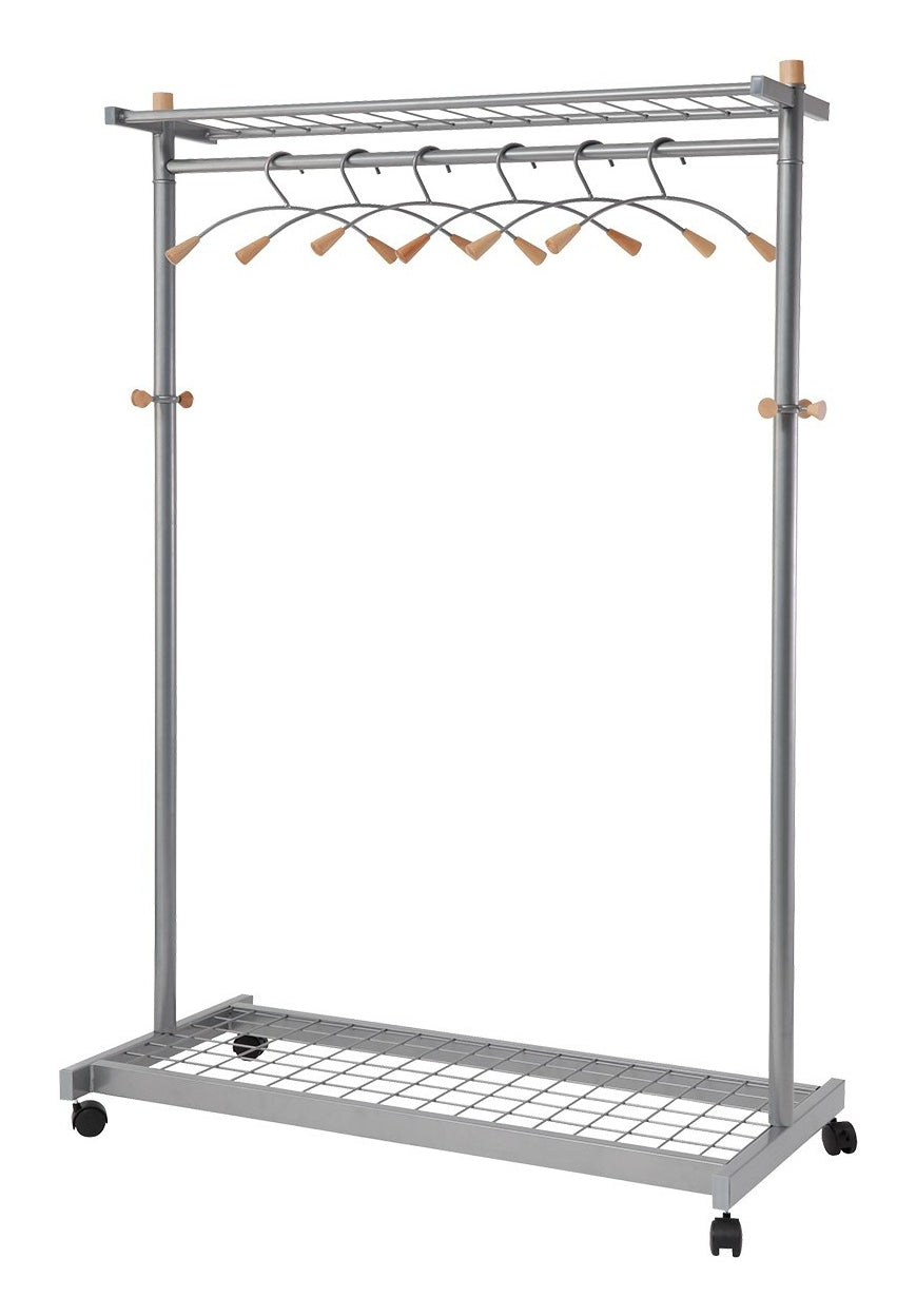 Alba LUX Garderobenständer – Stahl/Holz – Silber/Natur – 1'800 mm