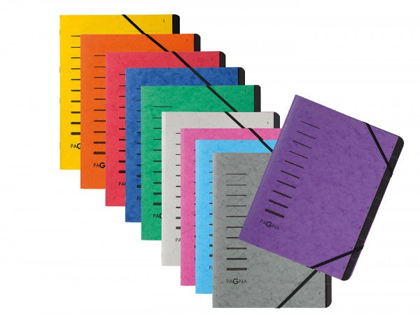 Pagna Fächermappe A4 – 12 Fächer, Gummiband, Karton, Grün