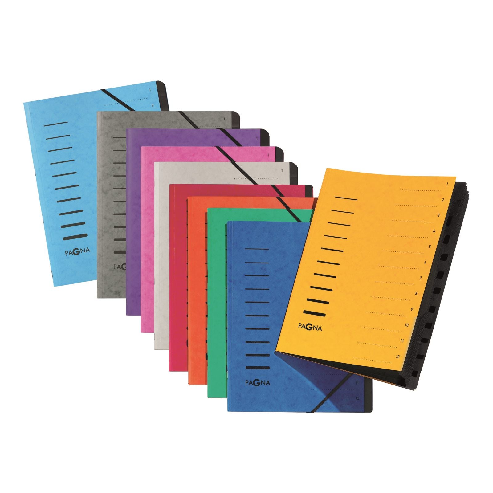 Pagna Fächermappe Office A4 – 12 Fächer, Gummiband, Karton, Hellblau