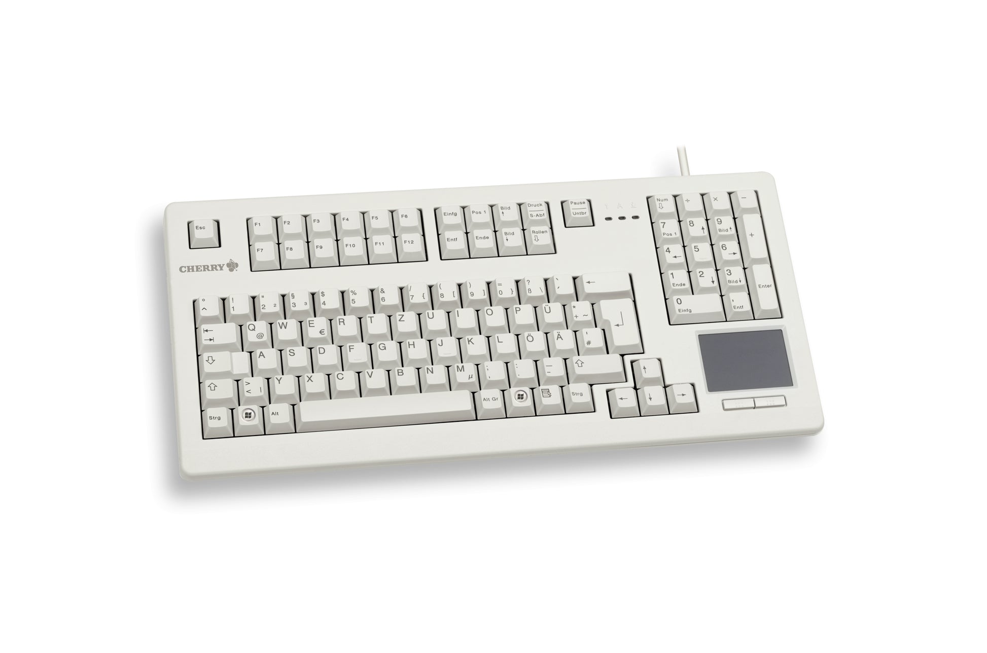 CHERRY TouchBoard G80-11900 – Tastatur, kabelgebunden (USB), US-Layout (EN), mit Touchpad, Grau – für Windows