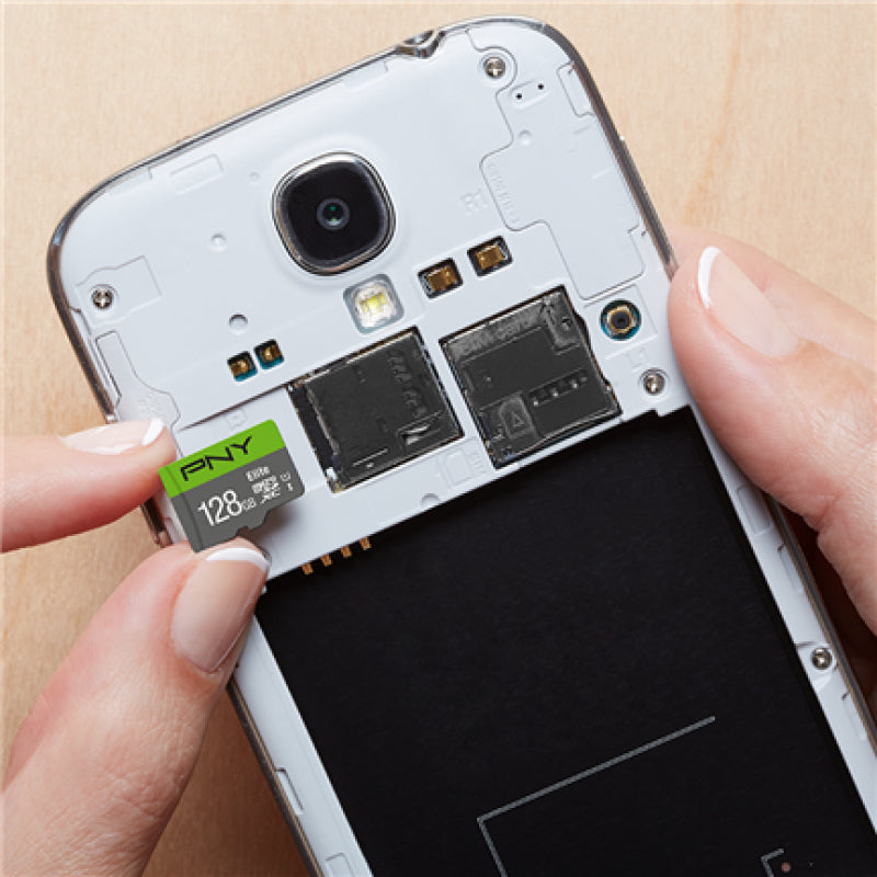 PNY Elite 128 GB – microSDXC – UHS-I, Klasse 10 (U1), V10 – Grün/Grau