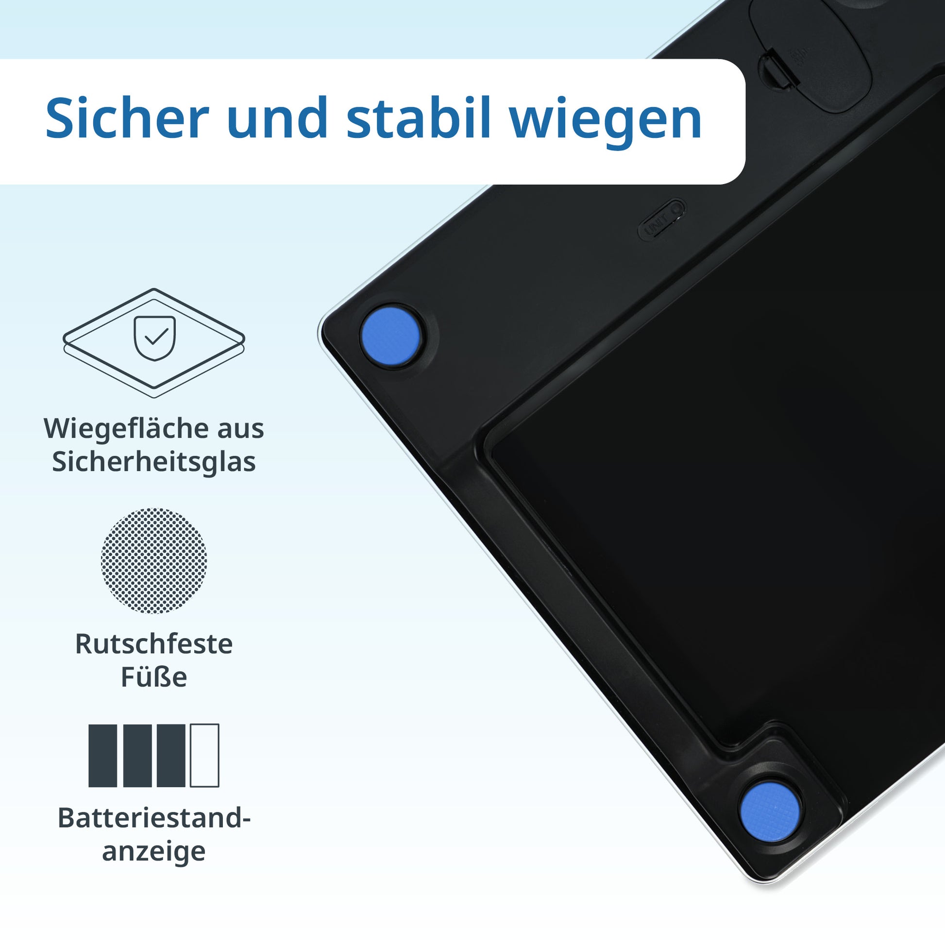 ADE Paketwaage Amina Marmor – Tragkraft 180 kg, Teilung 100 g, Wiegefläche 30 × 30 cm, Batterie, Glas