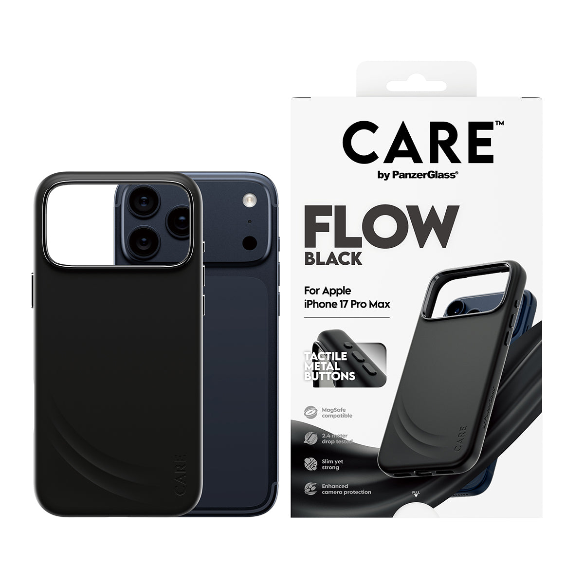 PanzerGlass Backcover Feature FLOW – für Apple iPhone 17 Pro Max – schwarz – Silikon, MagSafe-kompatibel