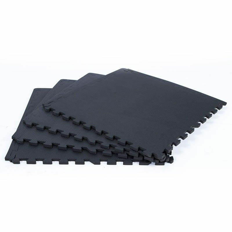 Gymstick Fussmatte – 60 × 60 cm, 1,2 cm, schwarz, für Fitness, 4 Stk.
