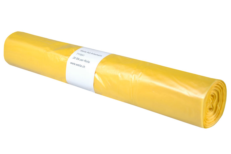 WeitaClean Wäschesack – HDPE, gelb, 400 × 200 × 120 mm, Rolle à 20 Stk