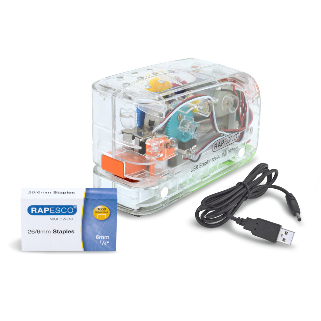 Rapesco 626EL Elektrohefter – 15 Blatt, Akku, Transparent