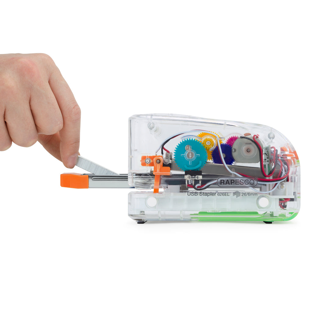 Rapesco 626EL Elektrohefter – 15 Blatt, Akku, Transparent
