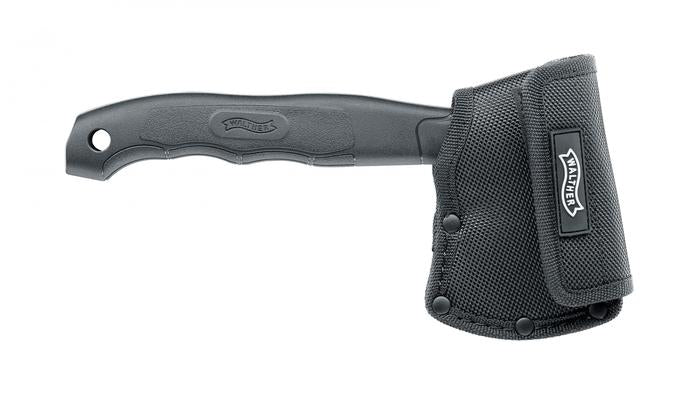 Walther Mini Axt – Axt 228 mm, Klingenlänge 70 mm, 440C Edelstahl, inkl. Scheide, Grau