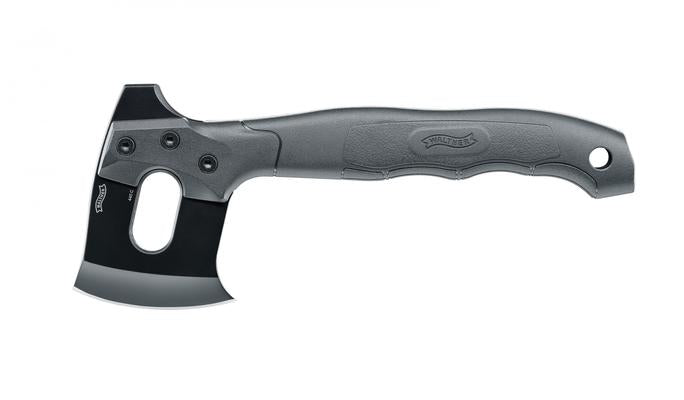 Walther Mini Axt – Axt 228 mm, Klingenlänge 70 mm, 440C Edelstahl, inkl. Scheide, Grau