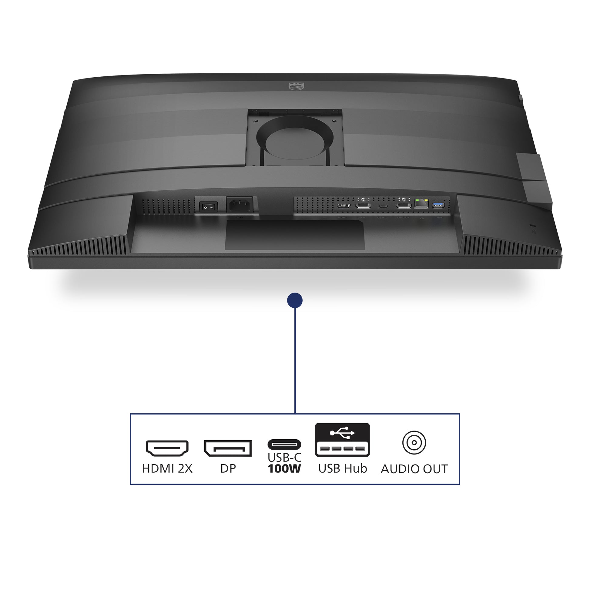 Philips 27B2U4601/00 – Monitor, 27", IPS, 120 Hz, USB-C (PD 100W), Pivot, Lautsprecher, Dunkelgrau