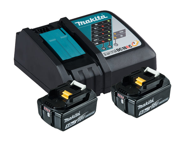 Makita LXT Akku- & Ladegerät-Set 18 V 5 Ah (90 Wh) – 2 Stk – für Makita LXT 18 V