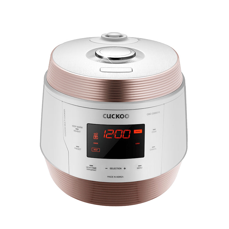 Cuckoo Multikocher CMC-QSB501S – 5 l, Reis- & Dampfgaren, 35–125 °C – rosa/weiss