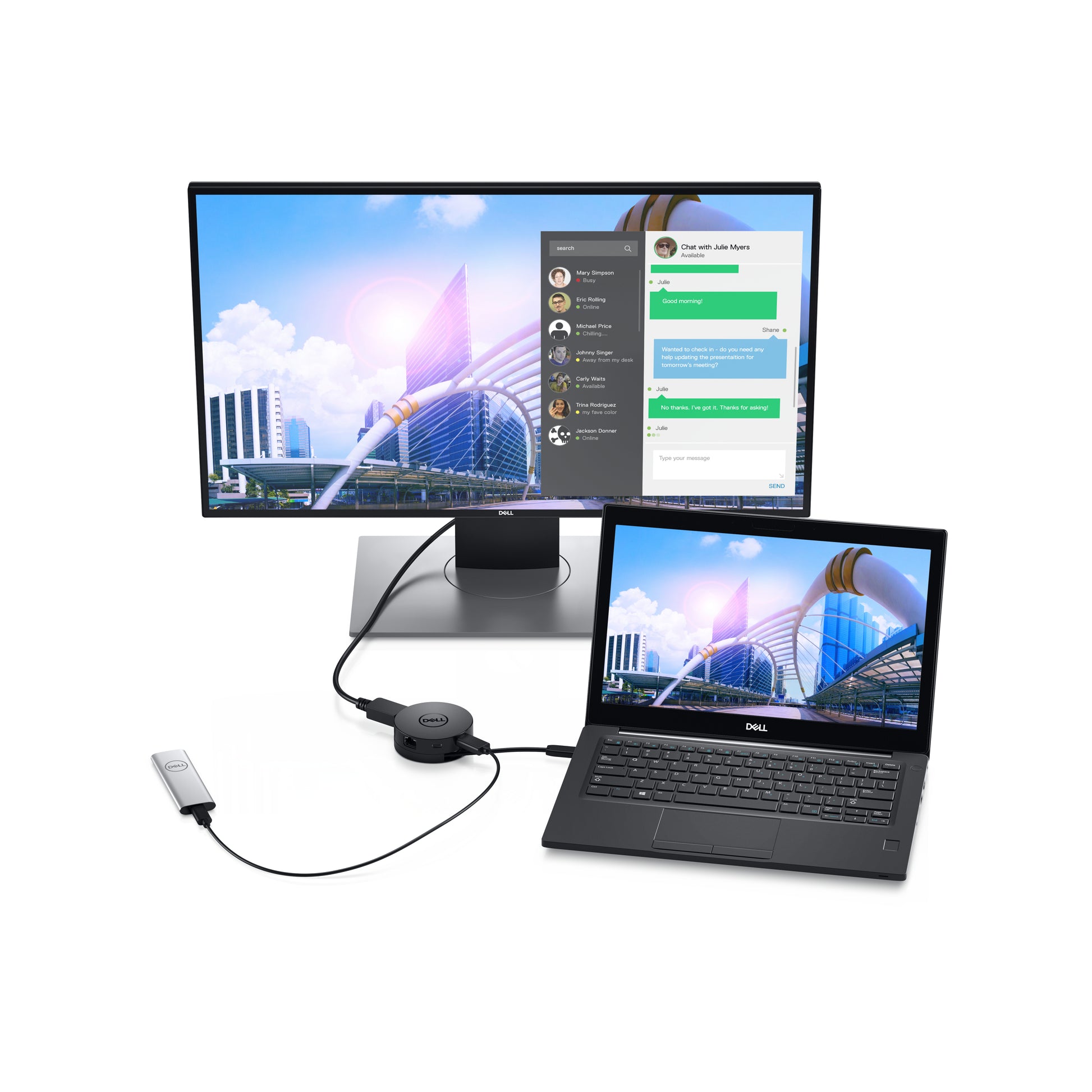 DELL DA300 Multiport-Adapter – USB-C, 1× DP, 1× HDMI, 1× VGA, 1× USB-A, GbE, für Dell Latitude/Precision/XPS