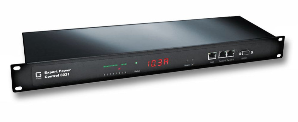 Güde Gude 8031-3 IP-PDU 3600 W – 19" Rack 1 HE – Schutzkontakt×8 (Typ F), IEC C20, Sensor×2 – SNMPv3