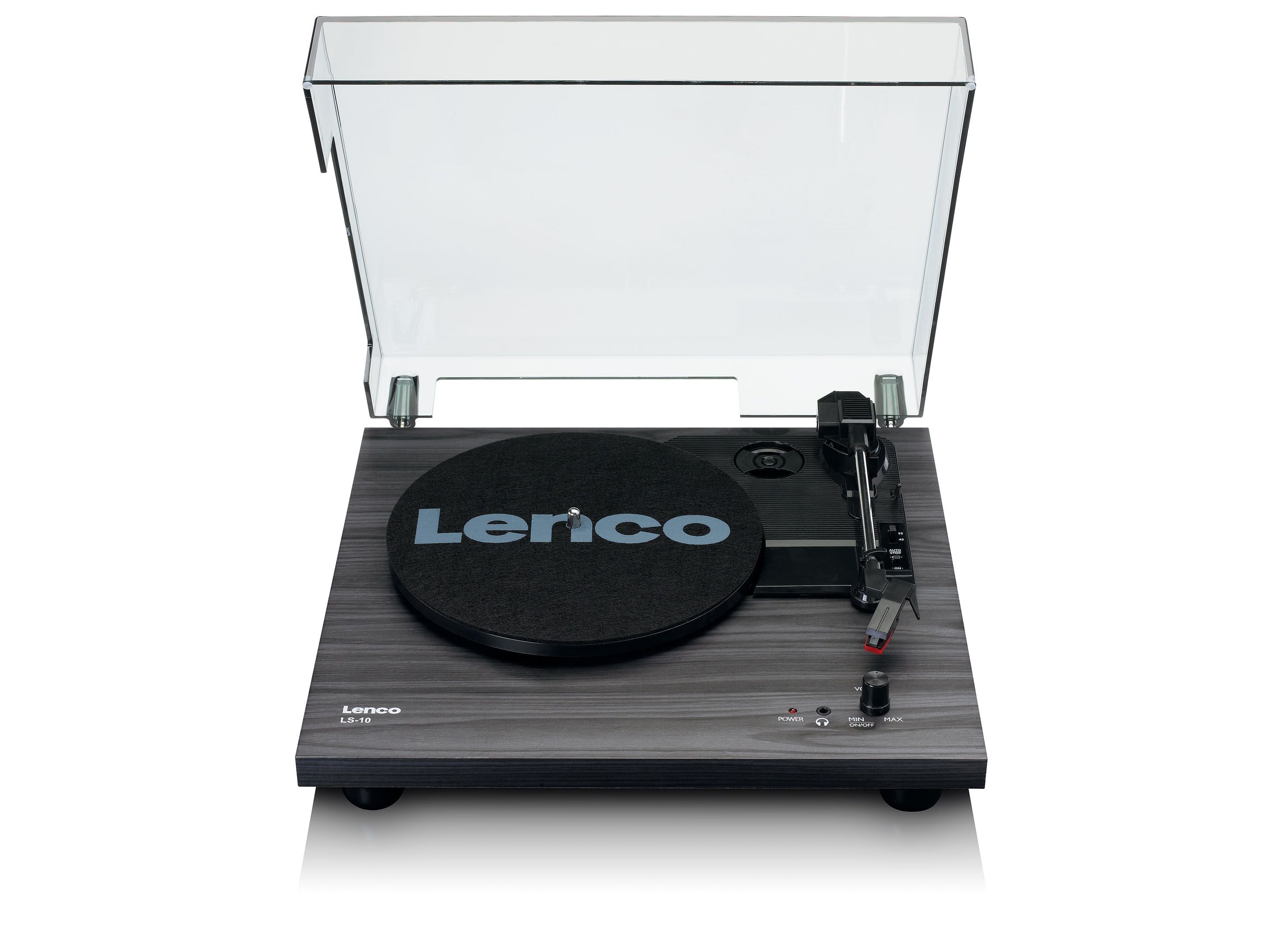 Lenco LS-10WD – Plattenspieler (Riemenantrieb, halbautomatisch), integrierter Lautsprecher, 33⅓/45/78 U/min – Holz