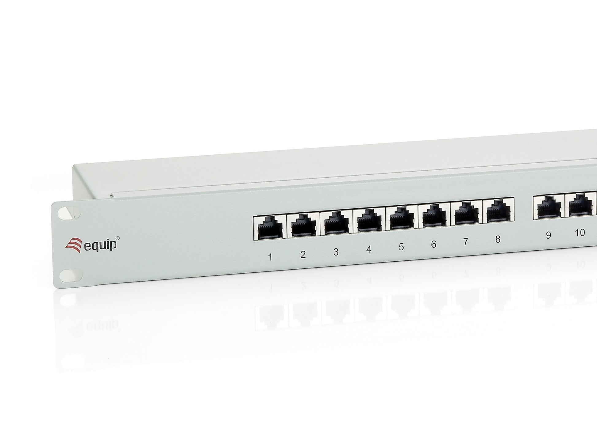 Equip Patchpanel – Cat6, geschirmt, 24× RJ-45, 19", 1U, Grau