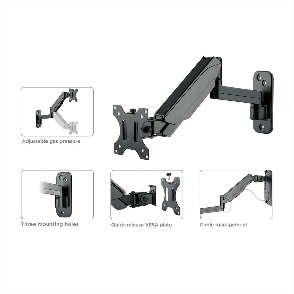 VALUE Wandhalterung – Vollbeweglich – VESA 75×75–100×100 – bis 8 kg, Höhenverstellbar, für Monitore – 799018