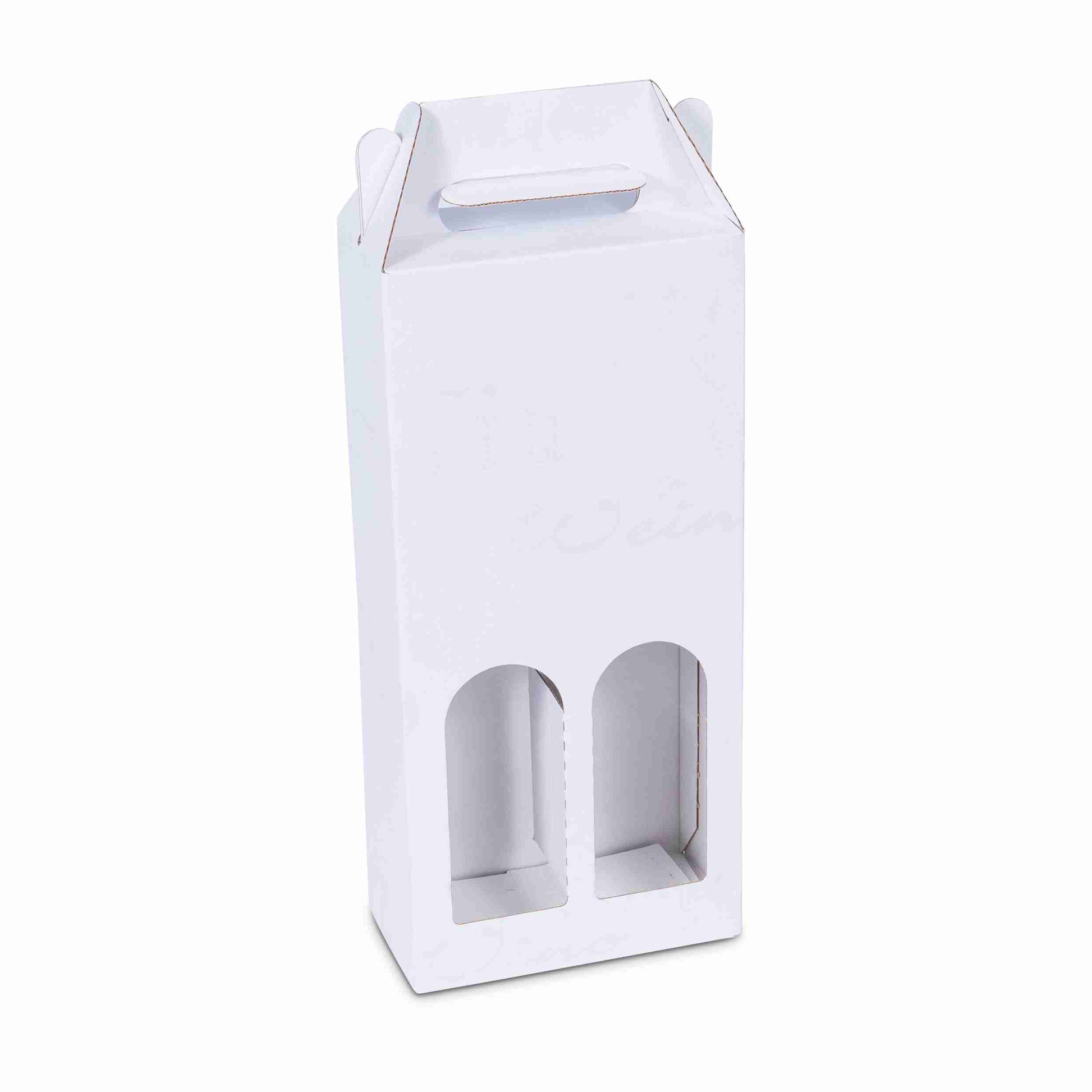 Model Geschenkbox Wellpappe weiss – 166 × 362 × 82 mm – für 2 Flaschen – 1 Stück