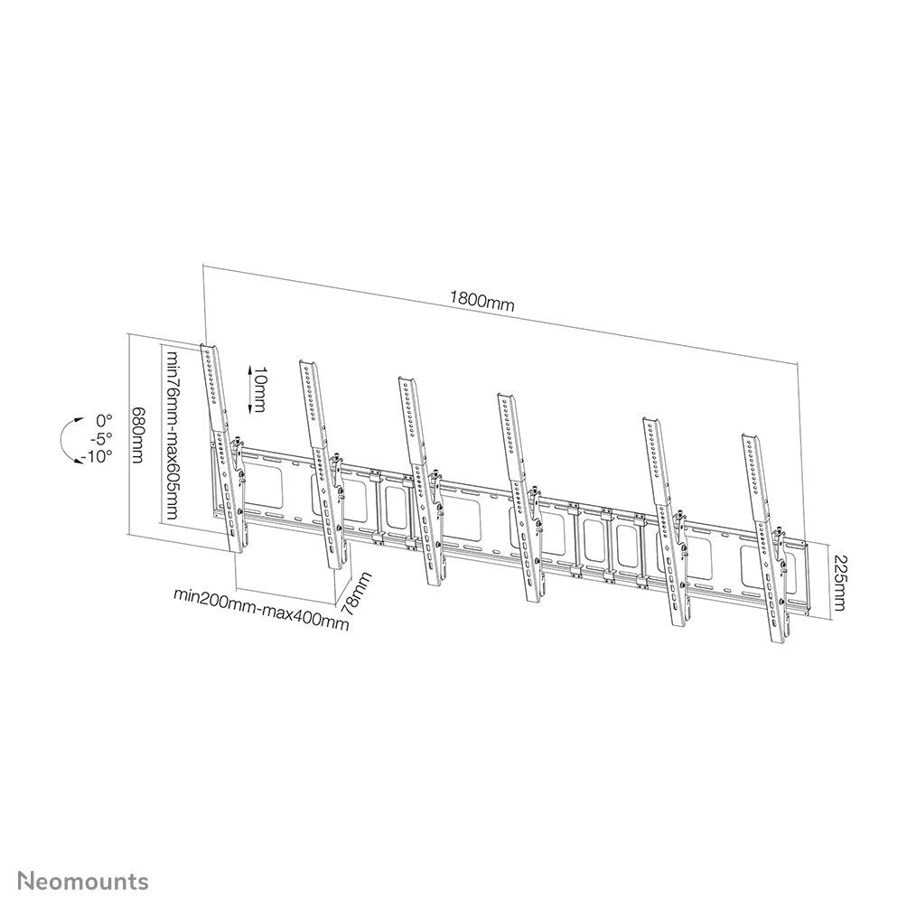Neomounts Wandhalterung, für 40–52", bis 50 kg, Hochformat, Schwarz