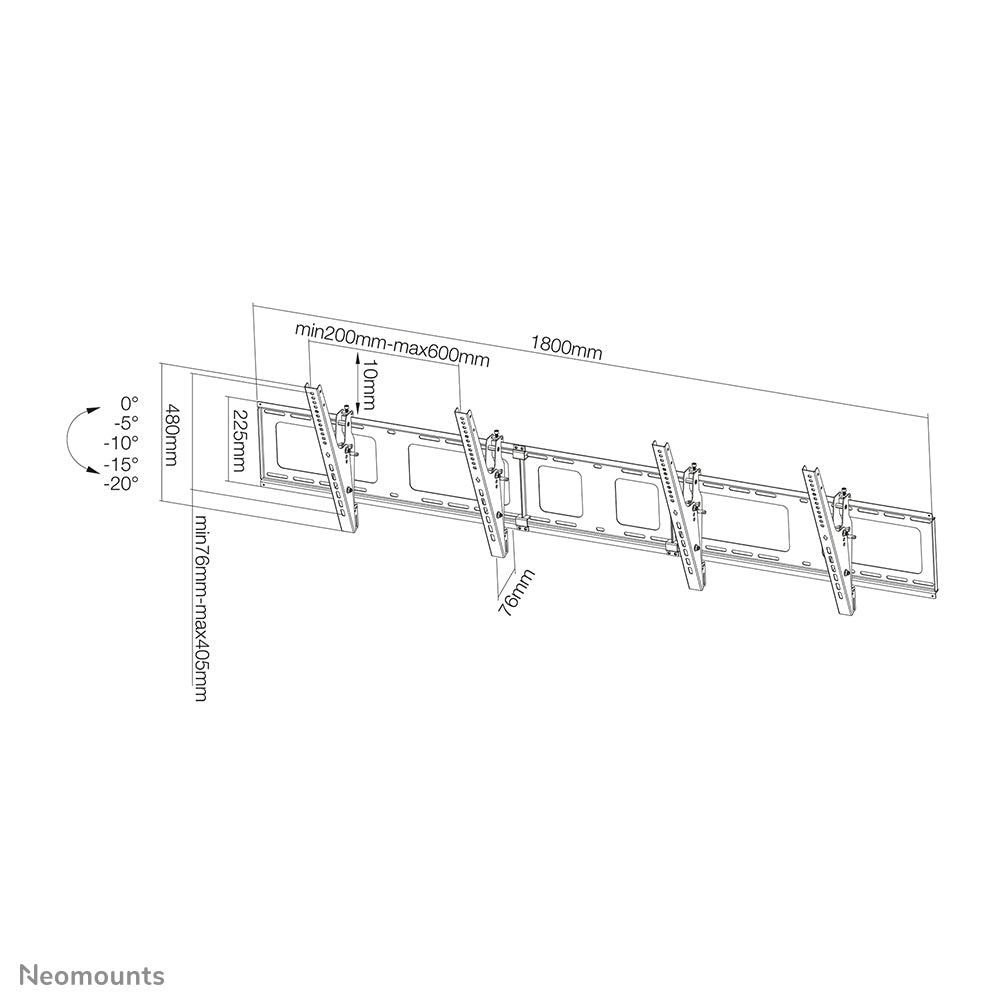 Neomounts Wandhalterung, für 40–52", VESA 200×200, bis 50 kg, schwarz