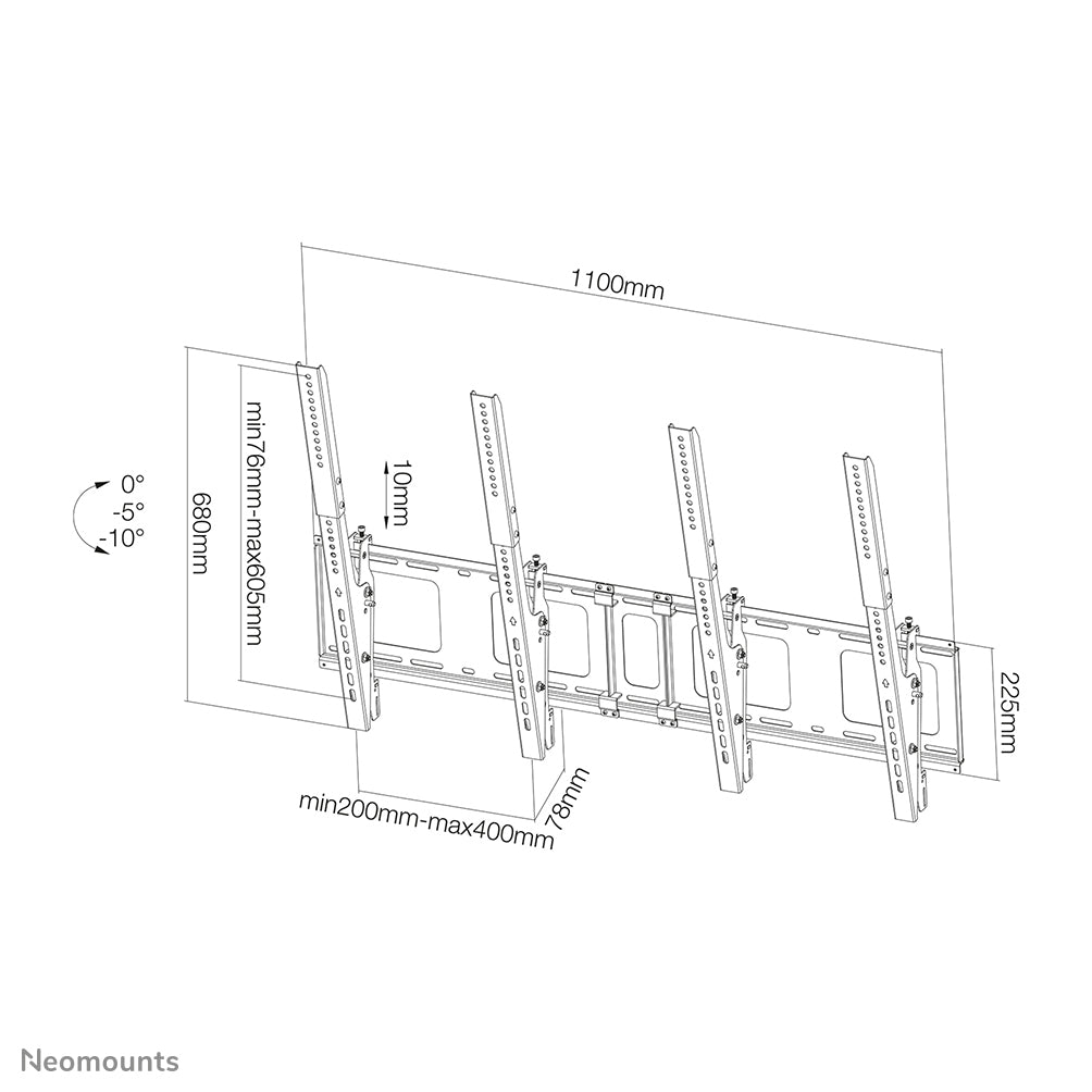 Neomounts Wandhalterung, für 40–52", bis 50 kg, Hochformat, Schwarz