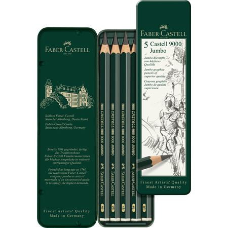 Faber-Castell Castell 9000 Bleistifte HB, Jumbo – 5er-Set