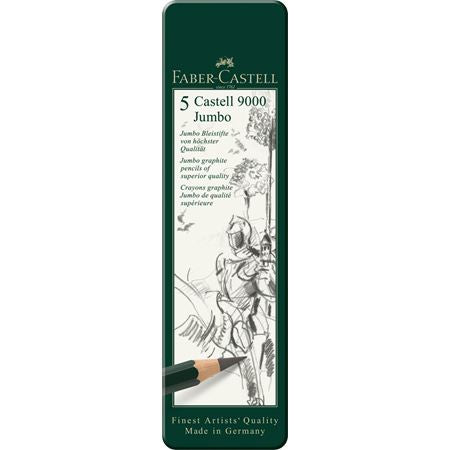 Faber-Castell Castell 9000 Bleistifte HB, Jumbo – 5er-Set