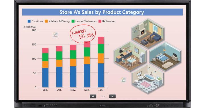 Sharp PN-70HC1E – 70" 4K Ultra HD Interaktives Display (Touch), 350 cd/m², Schwarz