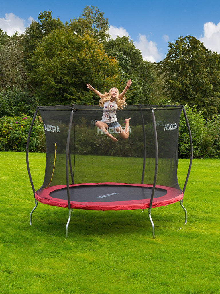 HUDORA Trampolin über der Erde – Ø 300 cm – 100 kg Belastbarkeit, Sicherheitsnetz, 60 Federn – Stahl