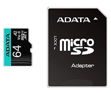 ADATA Premier Pro microSDXC 64 GB – UHS-I, Klasse 10, U3, V30, A2, 100/80 MB/s, inkl. SD-Adapter