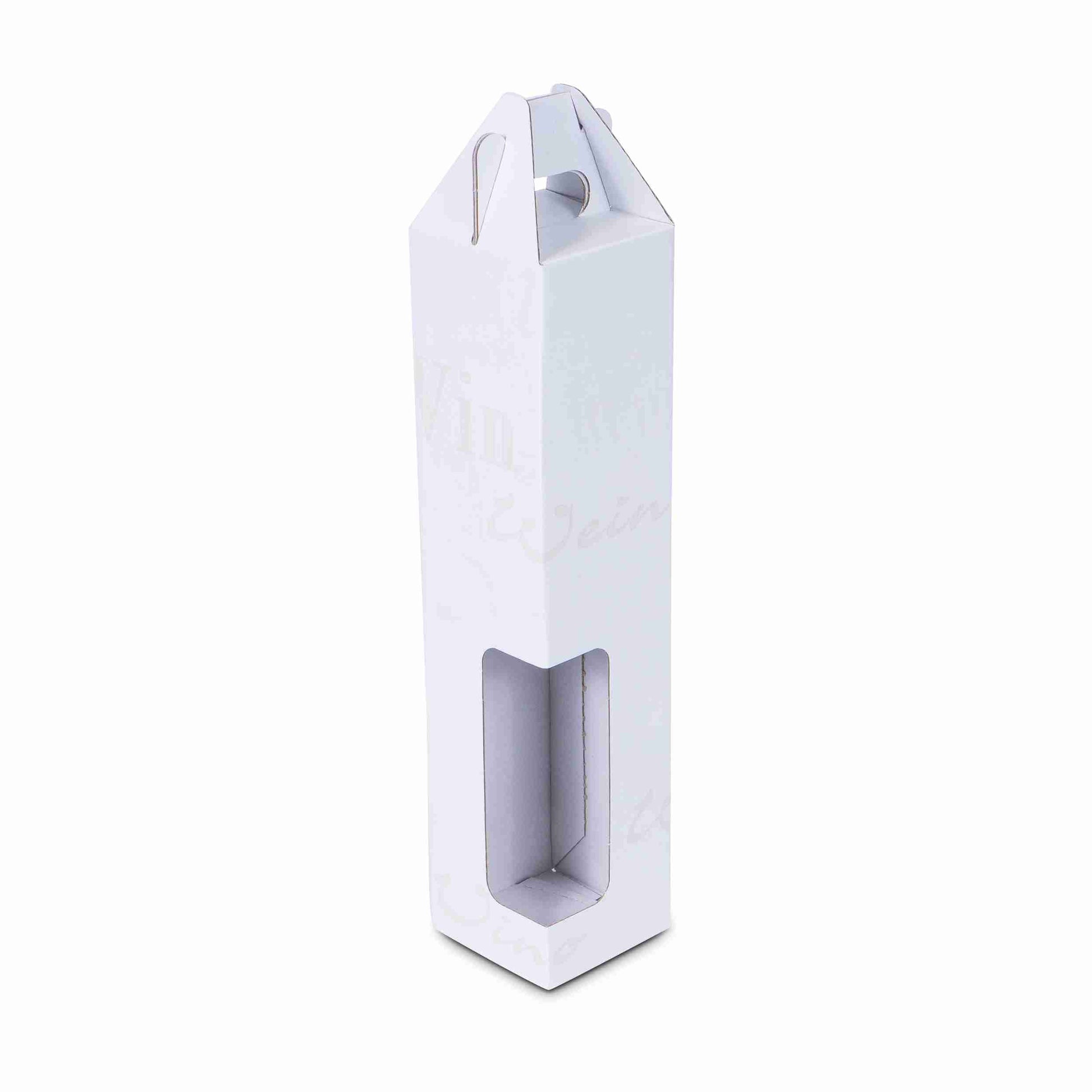 Model Weinpräsentkarton weiss – Innenmass 82 × 362 × 82 mm – für 1 Flasche – 1 Stk., ab 150 Stk.