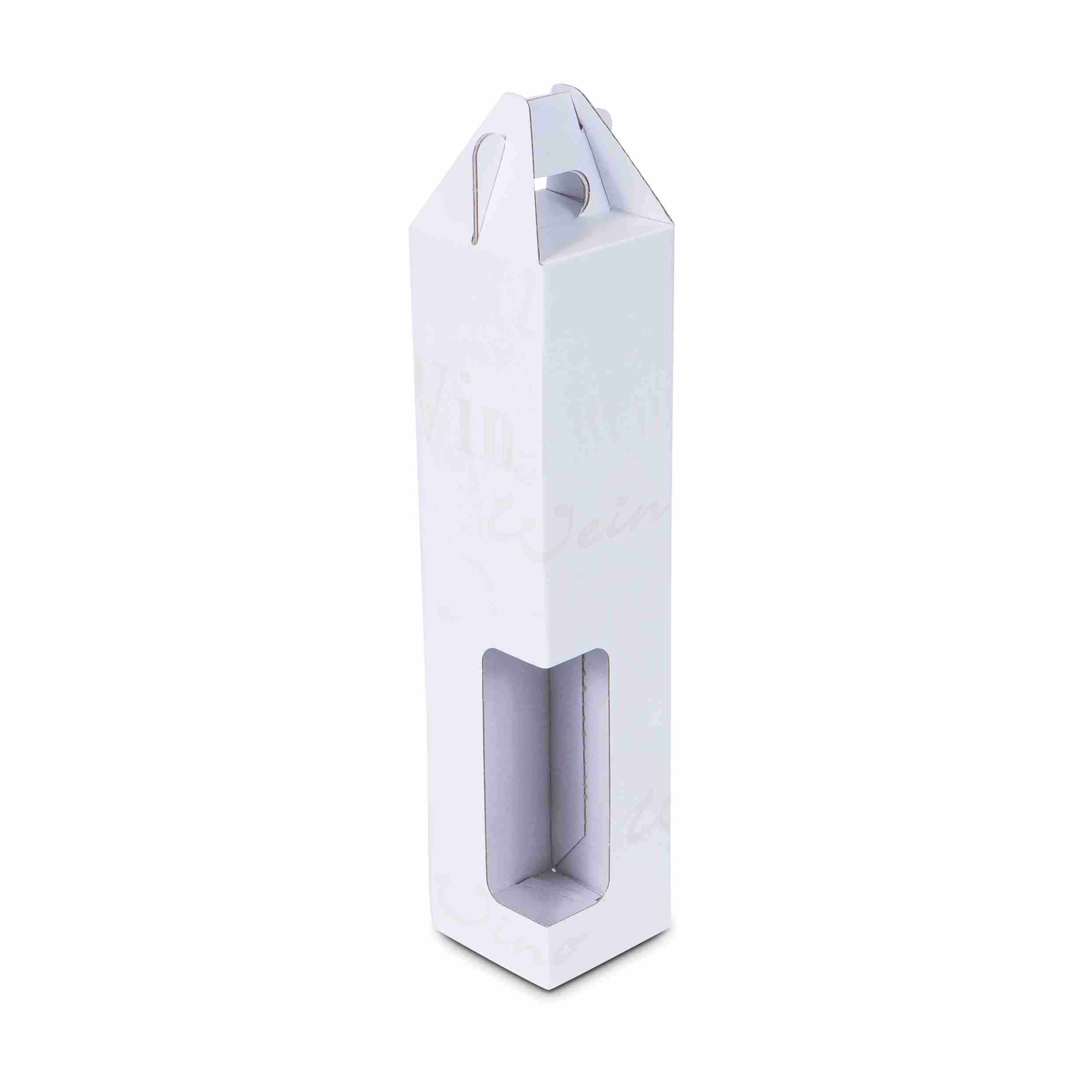 Model Weinpräsentkarton weiss – Innenmass 82 × 362 × 82 mm – für 1 Flasche – 1 Stk., ab 150 Stk.