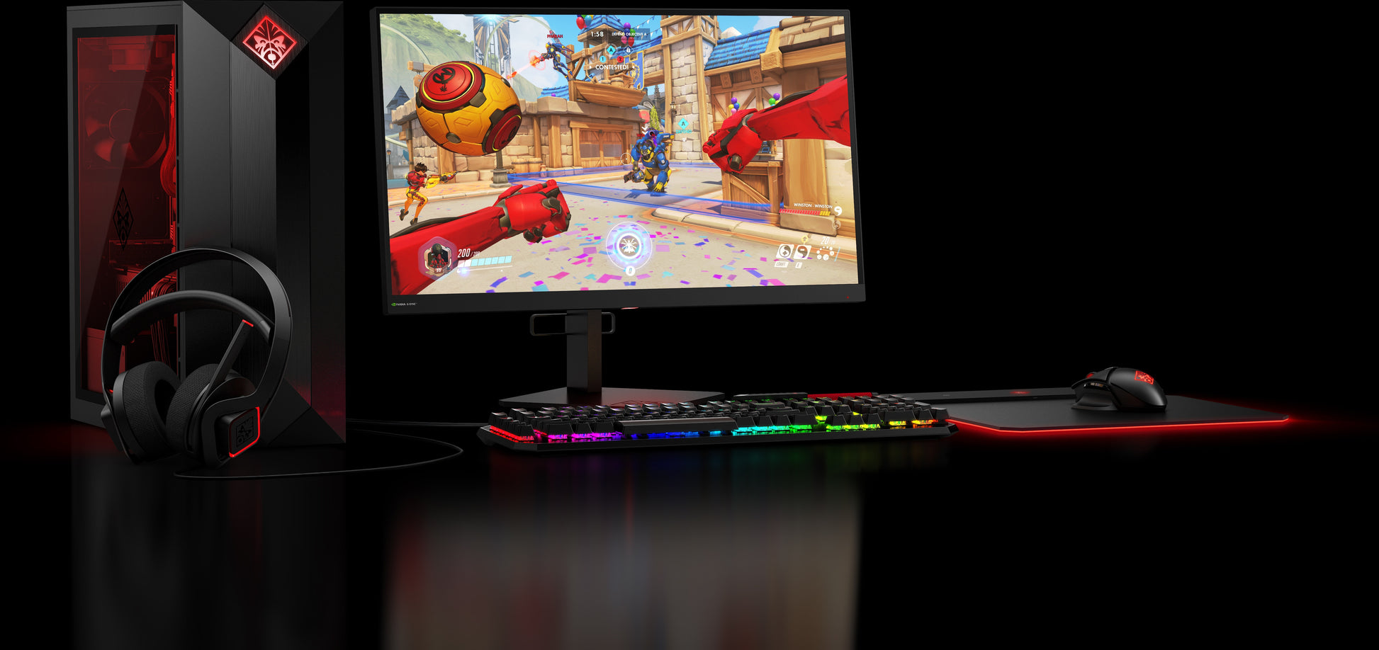 HP OMEN Photon – Gaming-Maus – Kabellos (Bluetooth/2,4 GHz), 16000 DPI, beidhändig, Schwarz