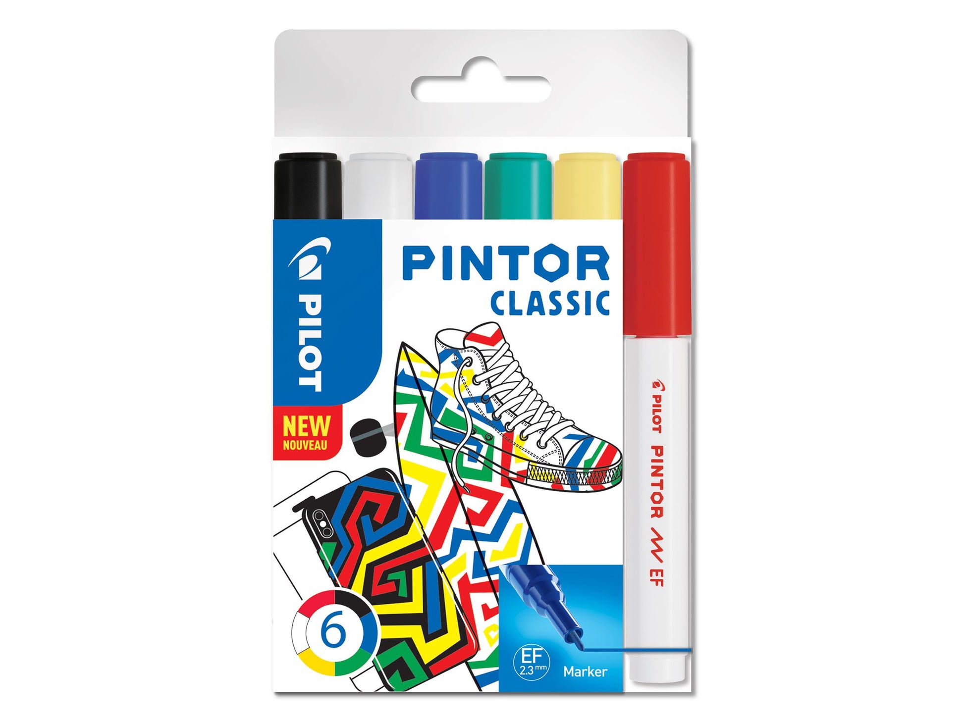 Pilot Pigment-Marker Pintor Classic – Rundspitze 0,5-0,7 mm – Sortiert – 6er-Set – Deckend