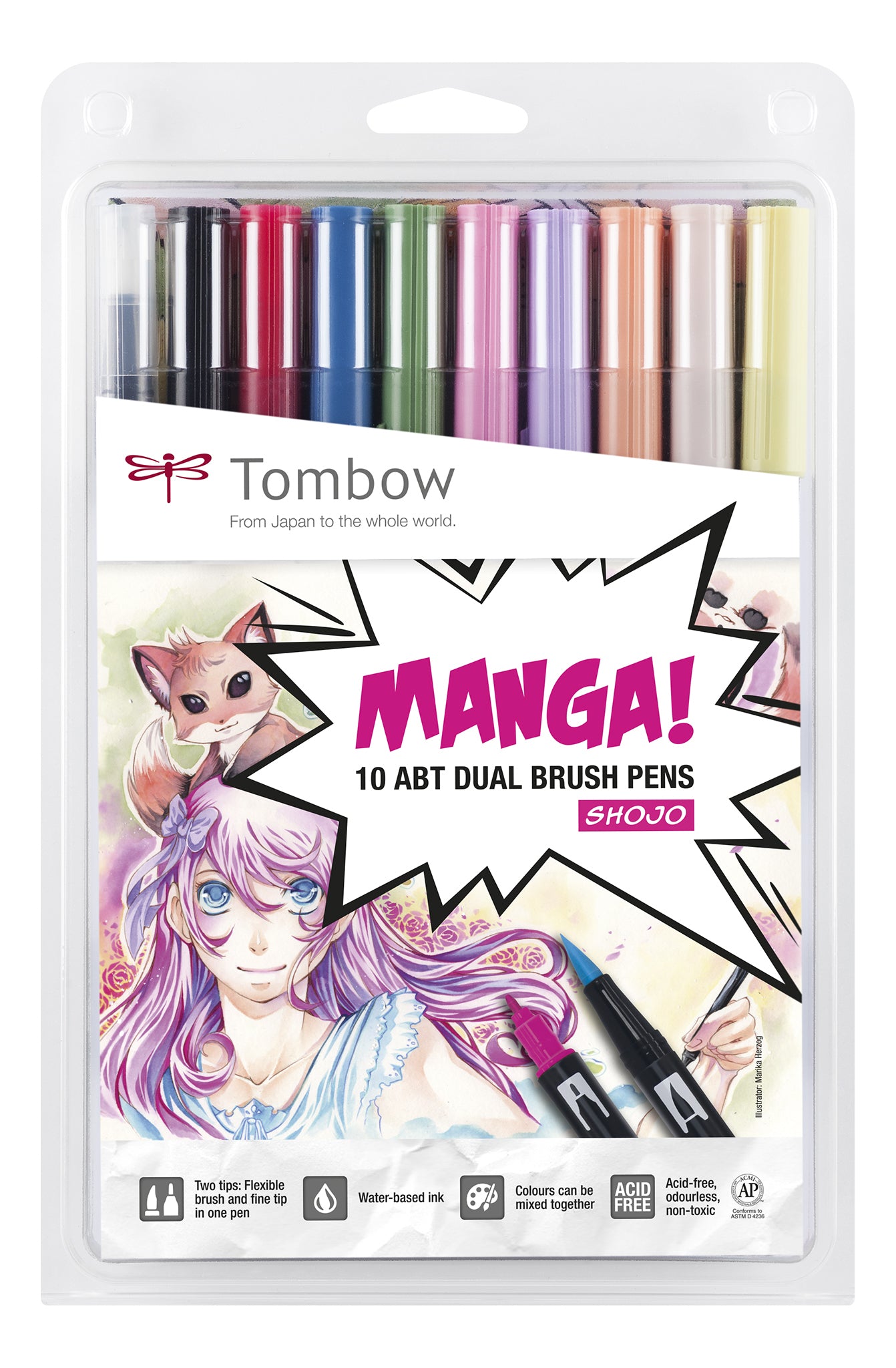 Tombow ABT Filzstifte, auswaschbar, 10 Farben