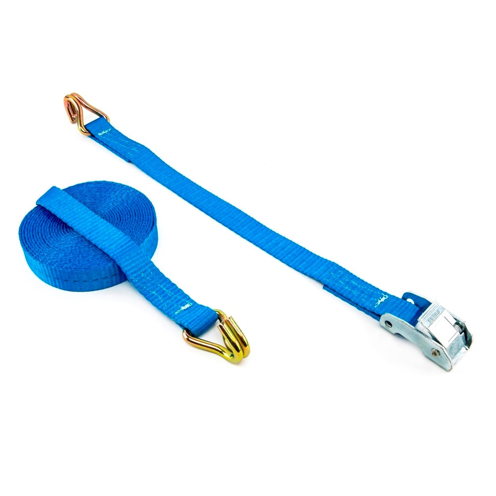 Zurrfix Schlaufenband 4'000 × 25 mm, blau, mit Schnalle, Doppelspitzhaken, Schliesskraft 400 daN, für Auto