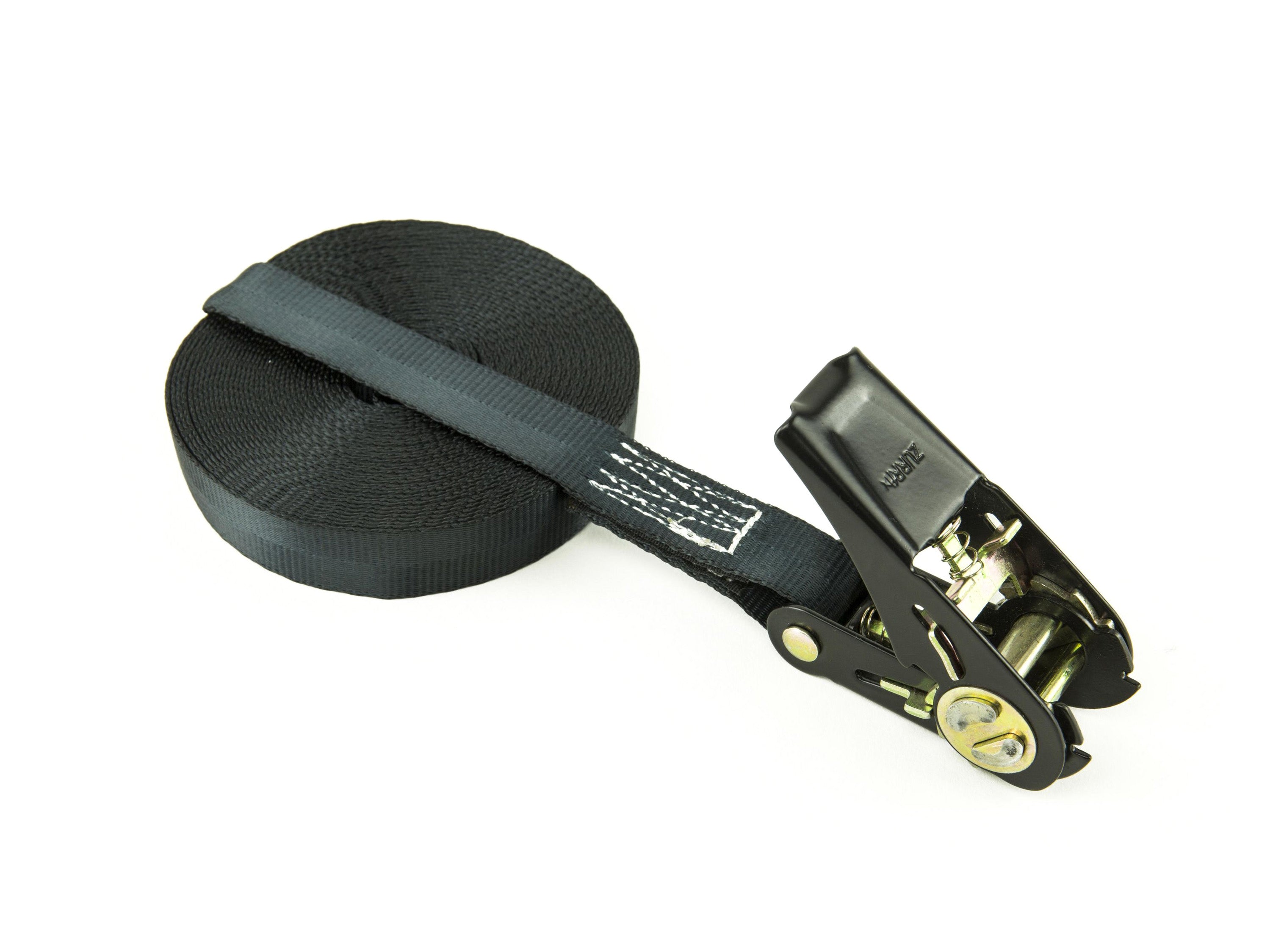 Zurrfix Umreifungsband 20 mm × 8 m, schwarz, mit Ratsche, Zugkraft 61,2 kg, für Personenwagen