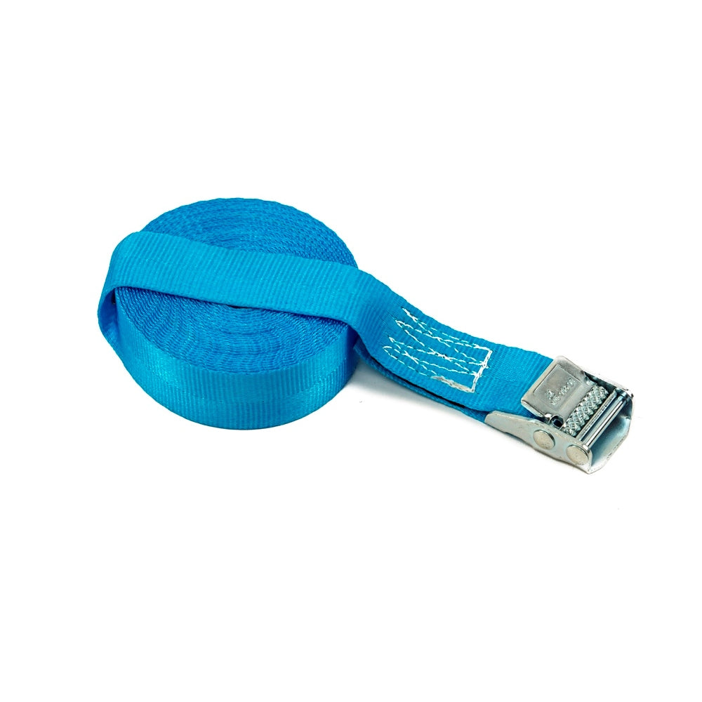 Zurrfix Umreifungsband 25 mm × 4 m, blau, mit Metall-Klemmschloss, LC 500 daN, für Personenwagen