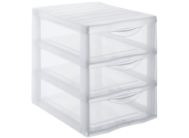 Rotho Schubladenelement – 3 Schubladen, für A5, transparent, Polypropylen (PP), B 185 × H 255 × T 255 mm