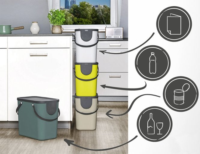 Rotho Recyclingbox Albula – 25 l – Recycling-Kunststoff, rechteckig – Weiss