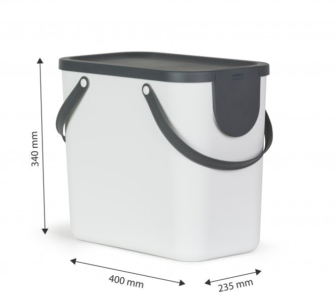 Rotho Recyclingbox Albula – 25 l – Recycling-Kunststoff, rechteckig – Weiss