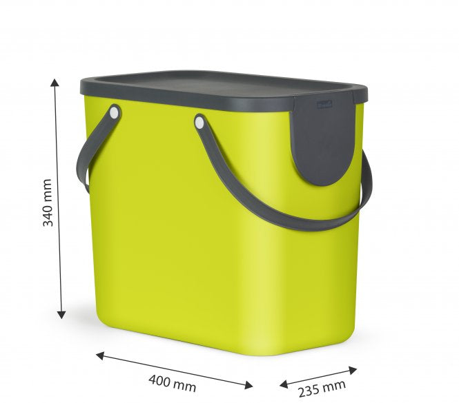 Rotho Recyclingbox Albula – 25 l – Recycling-Kunststoff, rechteckig – Limette