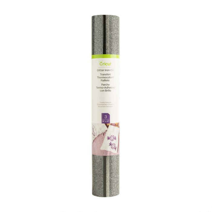Cricut Aufbügelfolie Flex, Glitzer – 30,5 × 30,5 cm, Silber – 3 Blatt, Vinyl