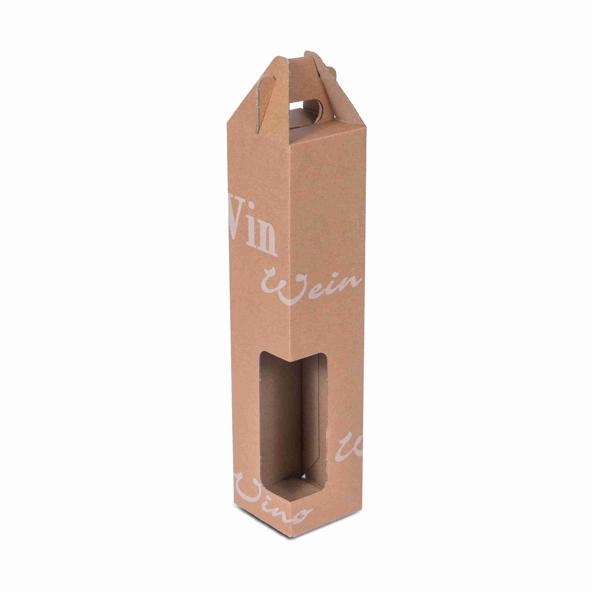 Model Weinpräsentkarton braun – Innenmass 82 × 362 × 82 mm – für 1 Flasche – 1 Stück