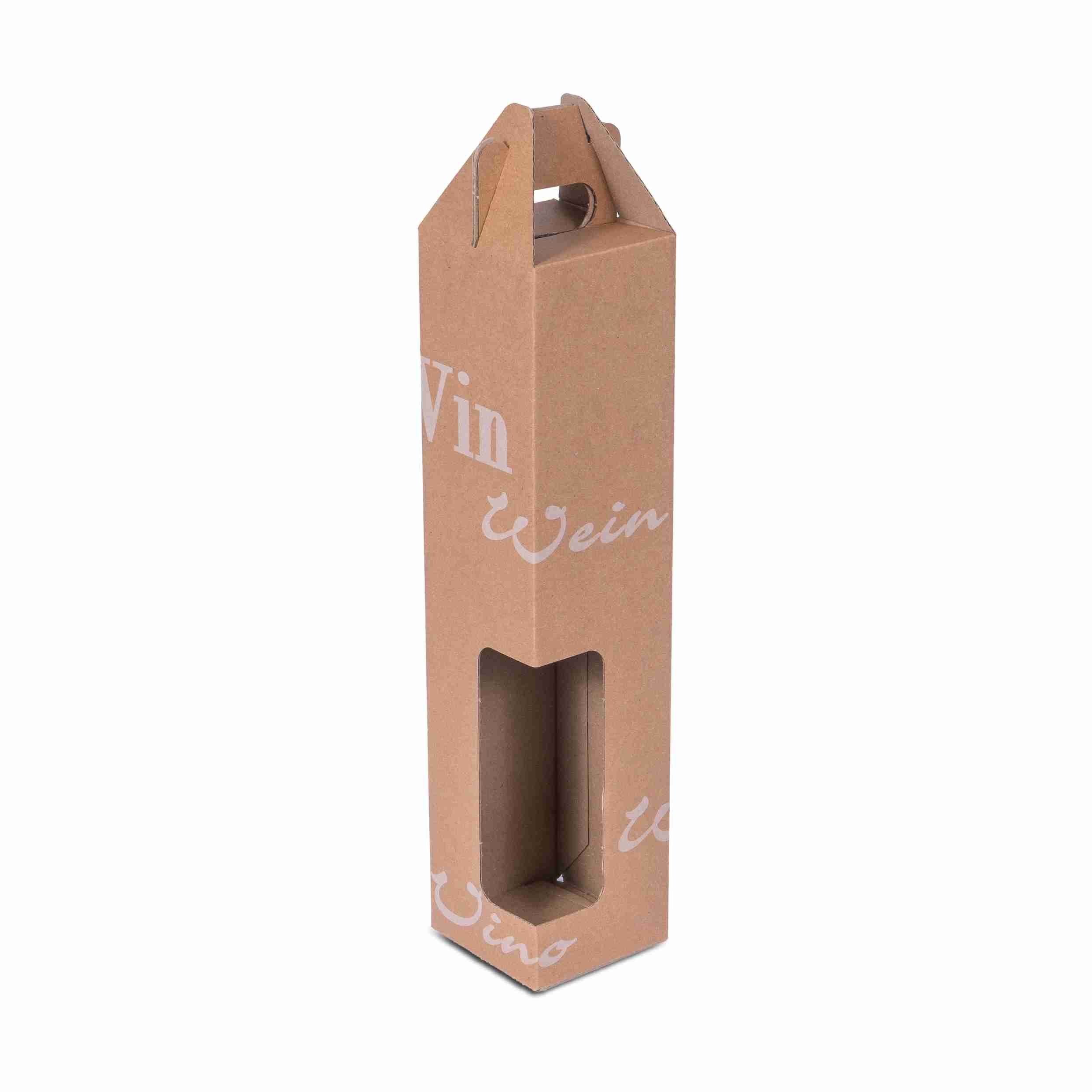 Model Weinpräsentkarton braun – Innenmass 82 × 362 × 82 mm – für 1 Flasche – 1 Stück