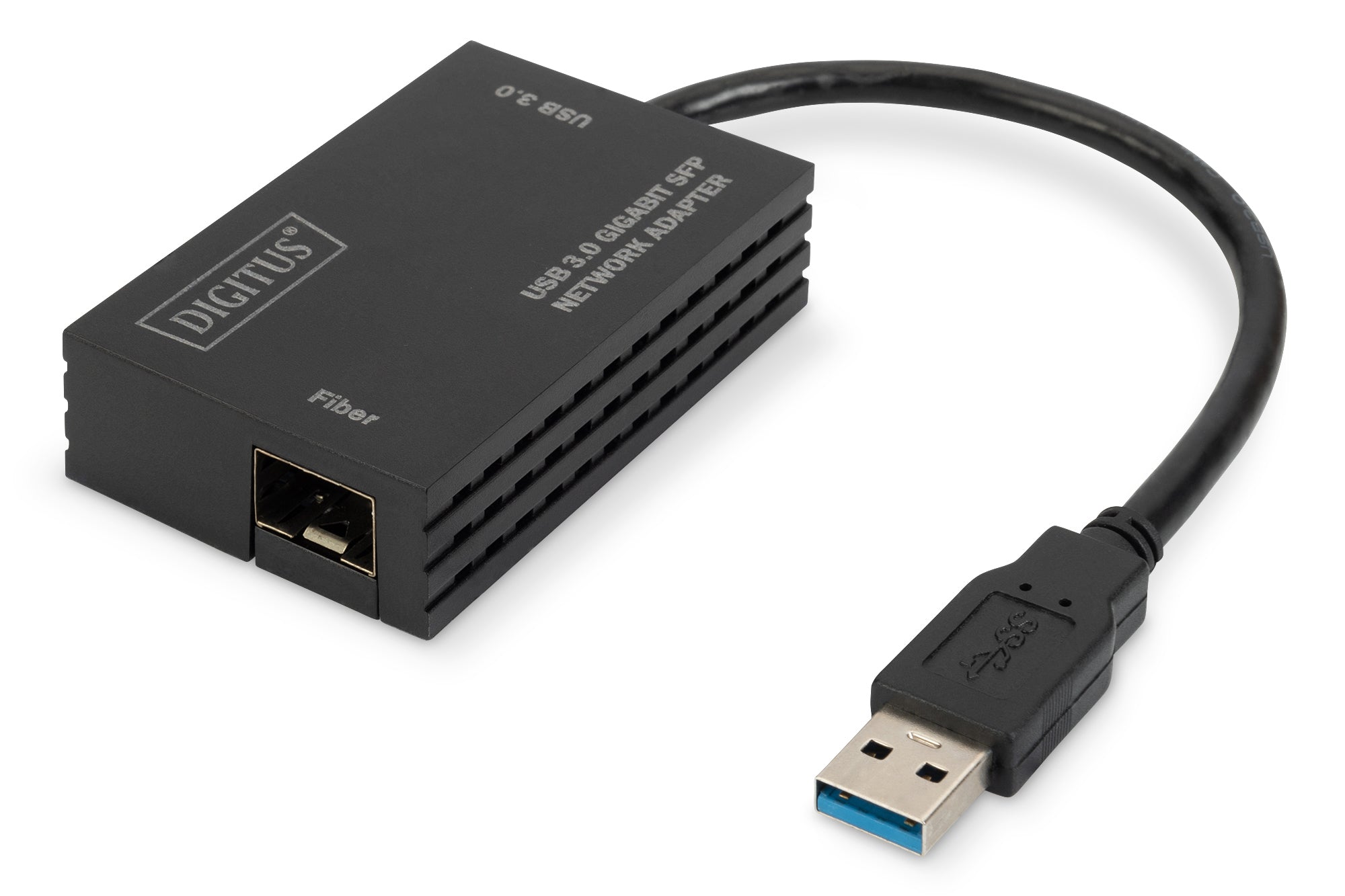Digitus Netzwerkadapter USB-A zu SFP – 1 Gbit/s, USB 3.2 Gen 1 (5 Gbit/s), 0,17 m – Schwarz