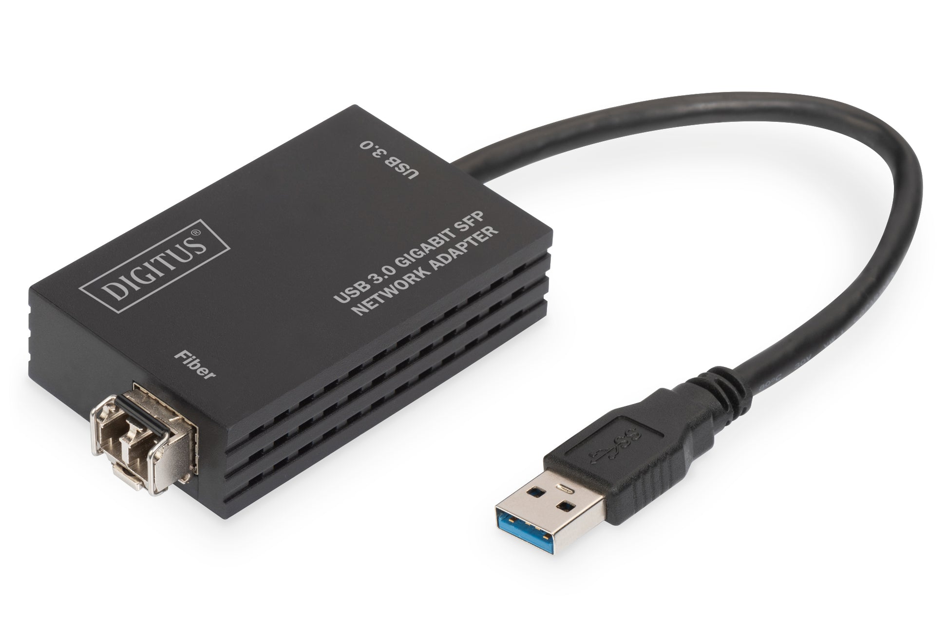 Digitus Netzwerkadapter USB-A zu SFP – 1 Gbit/s, USB 3.2 Gen 1 (5 Gbit/s), 0,17 m – Schwarz