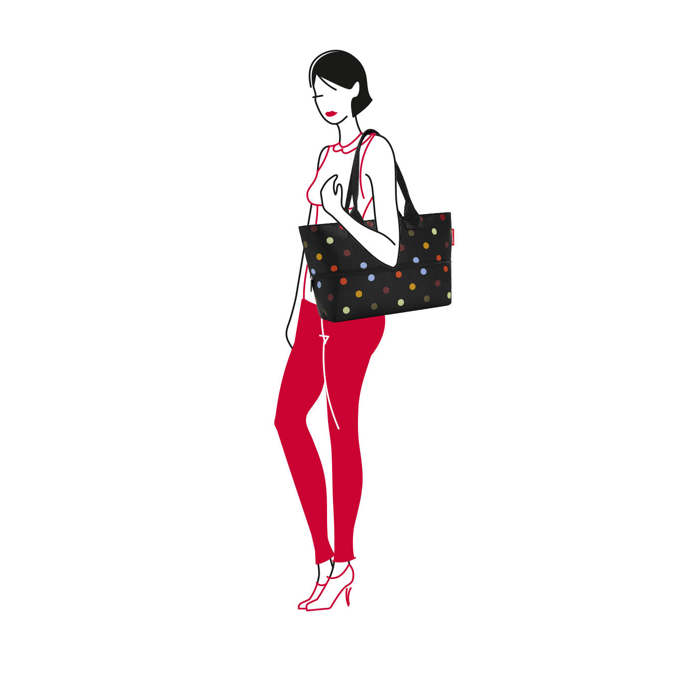 Reisenthel Stofftasche, Polyester, Motiv Punkte, 500×350×165 mm, lange Henkel