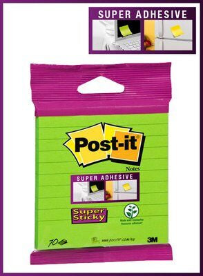 3M Post-it Super Sticky Haftnotizen – 101 × 101 mm – grün, liniert, 70 Blatt/Block, 1er-Pack, PEFC