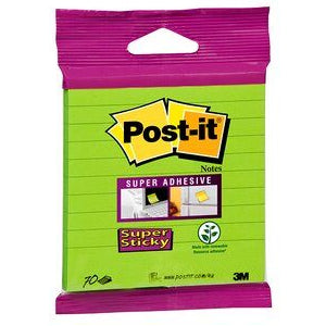 3M Post-it Super Sticky Haftnotizen – 101 × 101 mm – grün, liniert, 70 Blatt/Block, 1er-Pack, PEFC